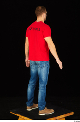 Whole Body Man White Shoes Shirt Jeans Slim Standing Studio photo references